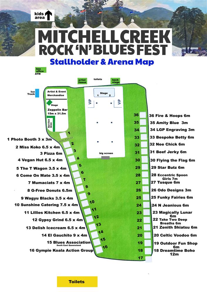 Mitchell Creek Rock N Blues Fest - Stall Holder & Arena Map